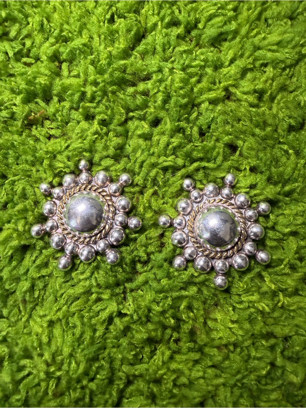 VINTAGE BRAIDED CLIP ON EARRINGS MEXICO STERLING SILVER 925 9gr